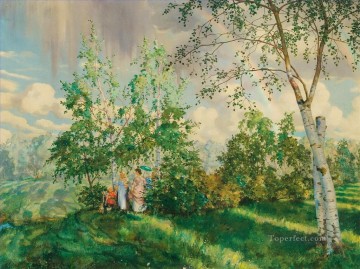 el arco iris Konstantin Somov bosque árboles paisaje Pinturas al óleo